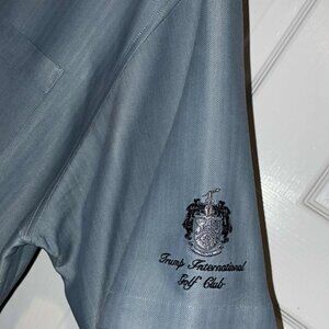 Vintage Trump International Golf Club Casual Shirt Blue Herringbone Stripe